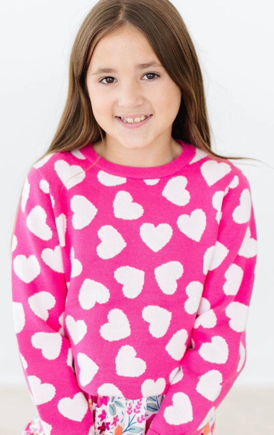 GIRLS PINK HEARTS SWEATER