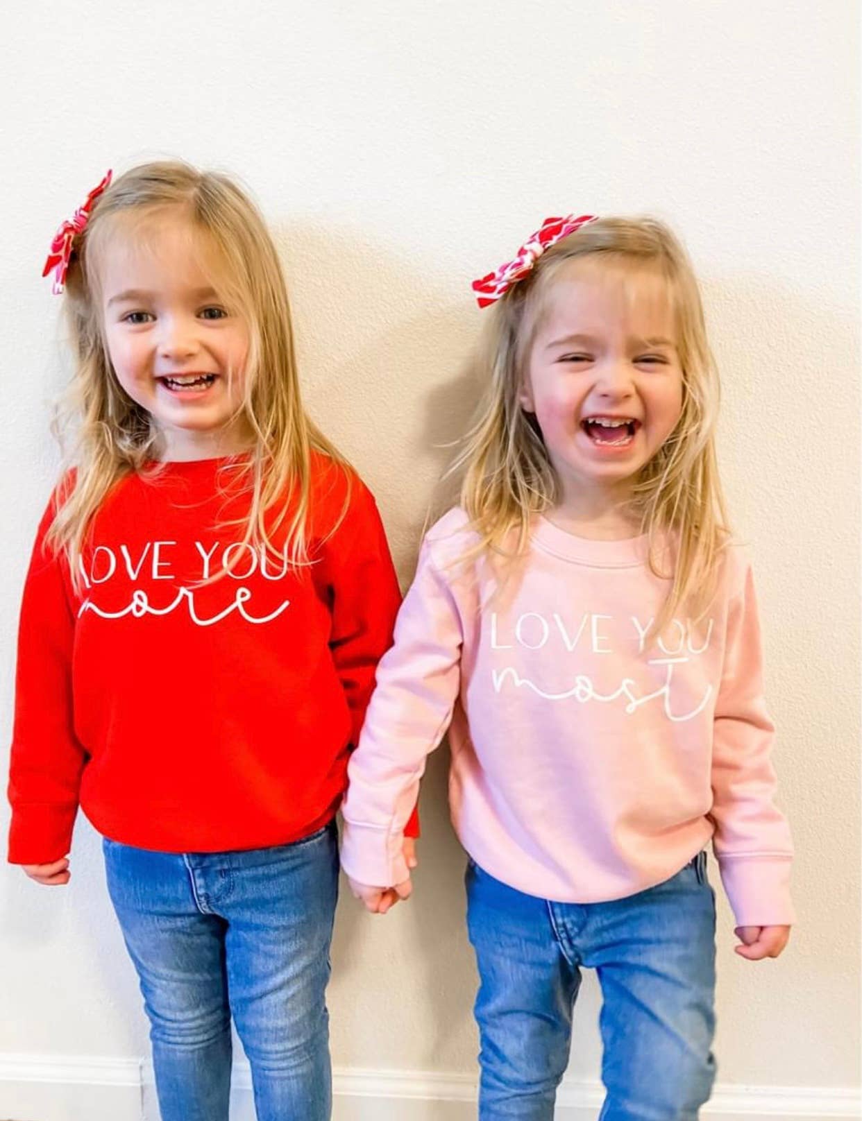 Love You More/Love You Most | Girls Valentines Day Sweatshirt