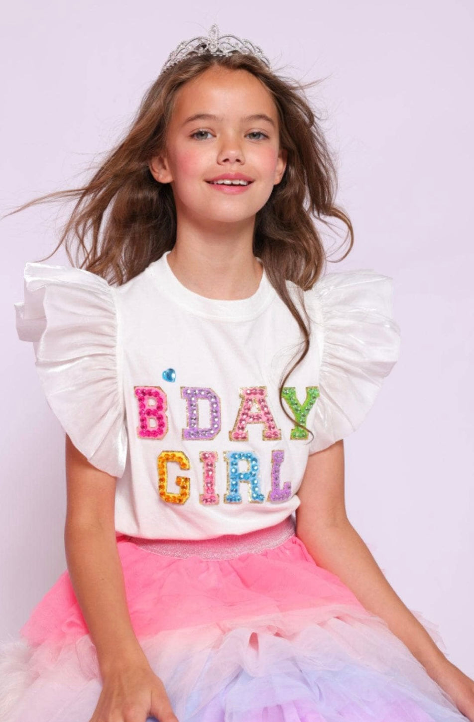 BIRTHDAY GIRL GEM RUFFLE SHIRT