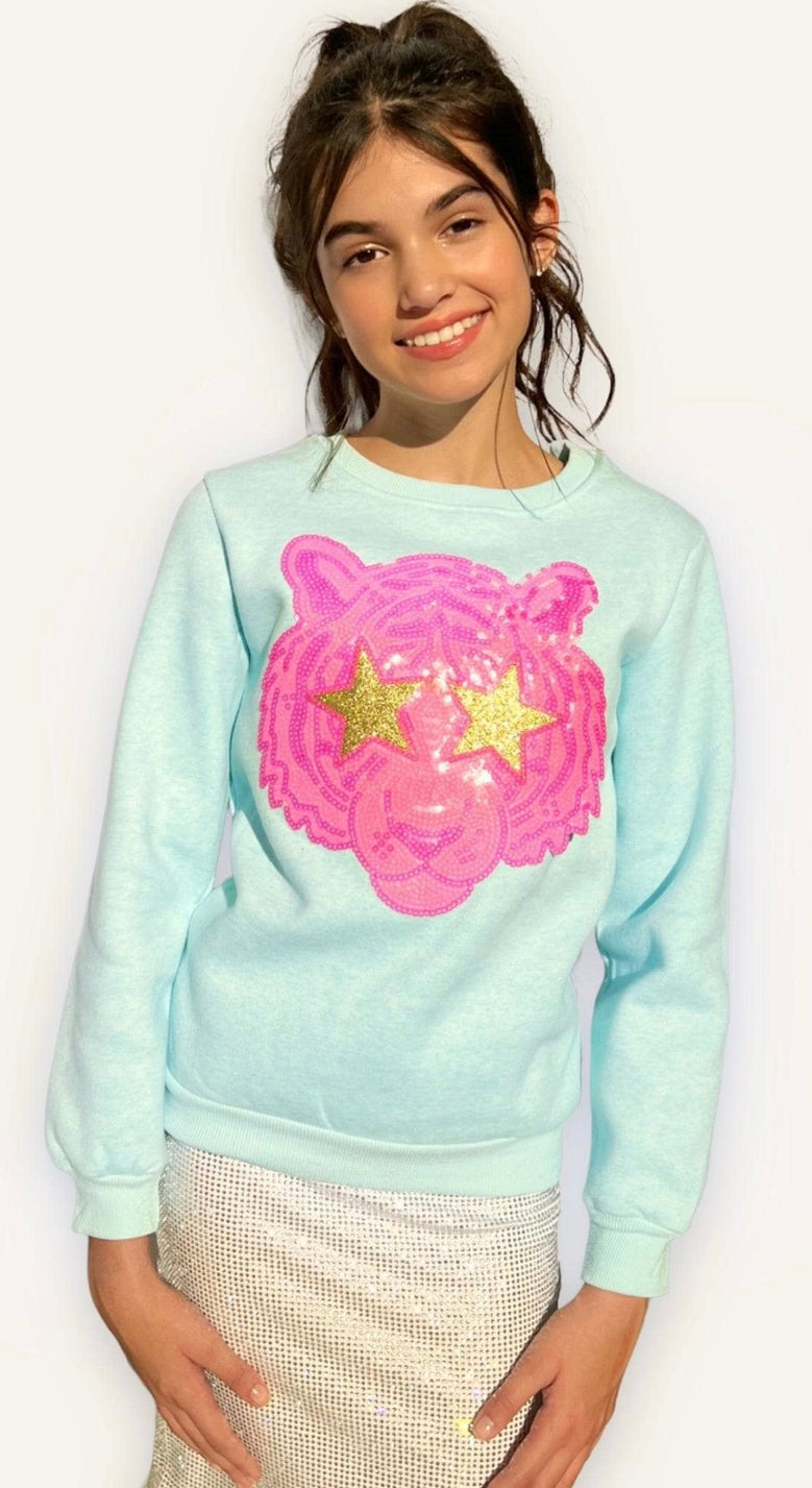 NEON SEQUIN TIGER SWEATSHIRT