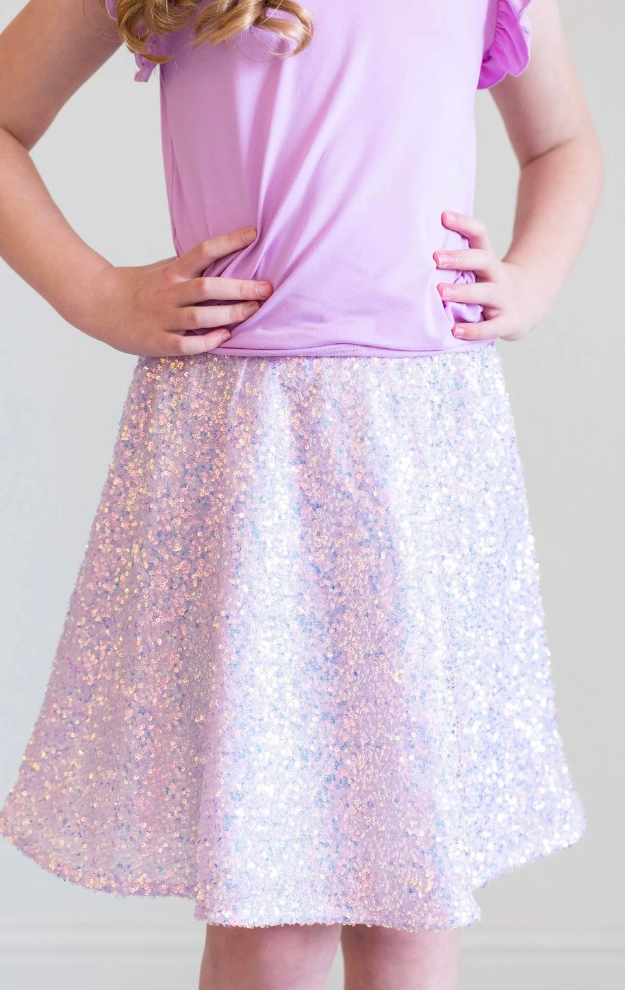 LAVENDER SEQUIN TWIRL SKIRT