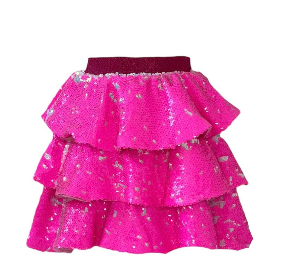 HOT PINK 3 TIER SPARKLE SKIRT