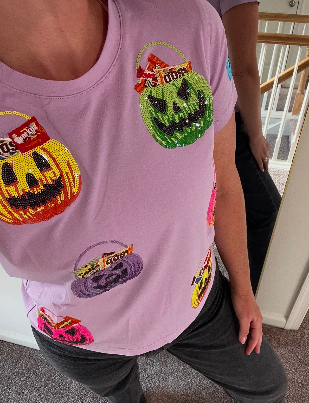 Girls Queen of Sparkles Lavender Multi Color Candy Halloween Baskets Tee