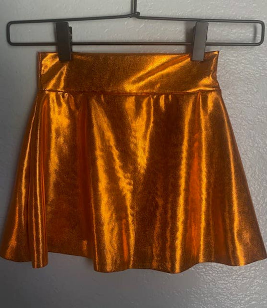 SALE Girls Shiny Metallic Twirl Skirt Orange