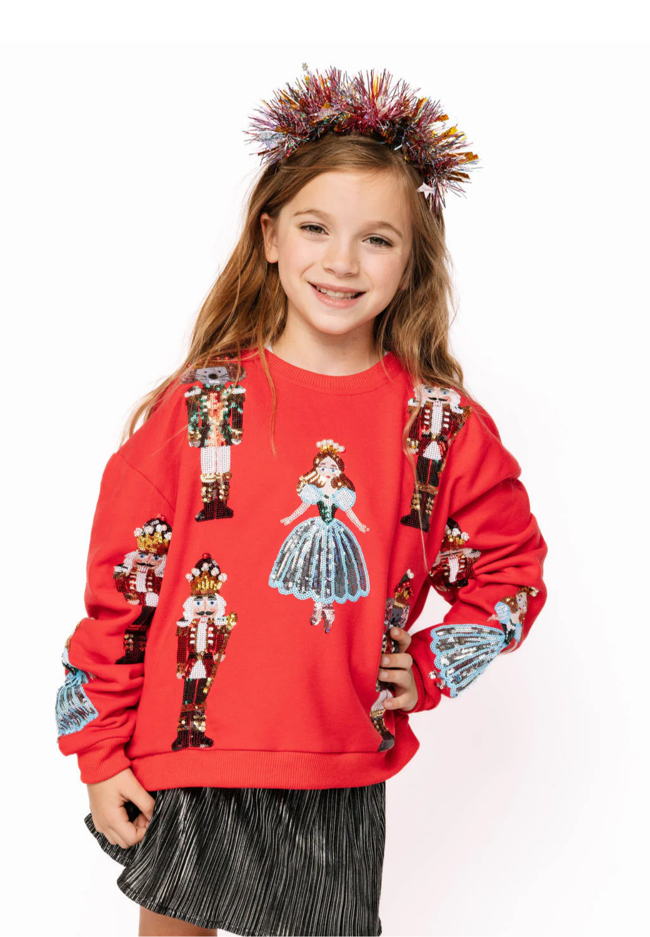Queen of Sparkles Kids Red Nutcracker Ballet Sweatshirt