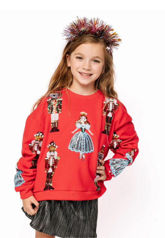 Queen of Sparkles Kids Red Nutcracker Ballet Sweatshirt