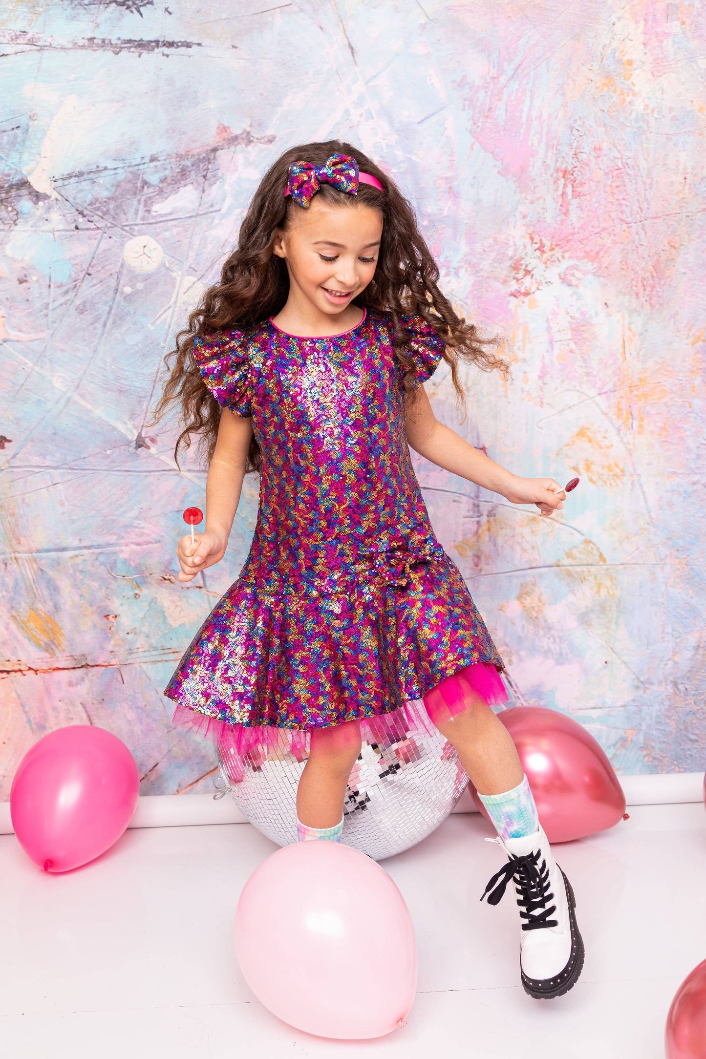 *SALE* Sequin Ruffle Sleeve Tutu Girls Dress