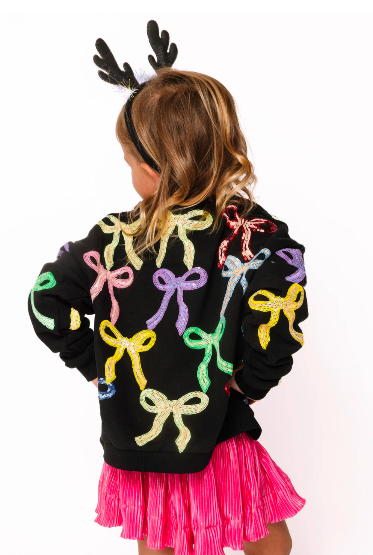 Queen of Sparkles Kids Black Multi Bow Sweatshirt