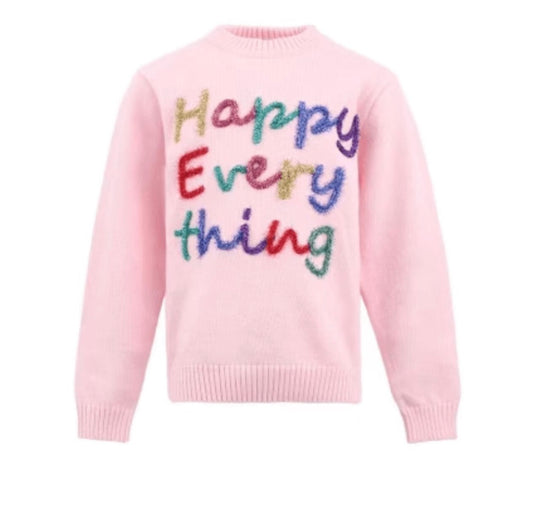 Women's Happy Everything Tinsel Sweater-Pink