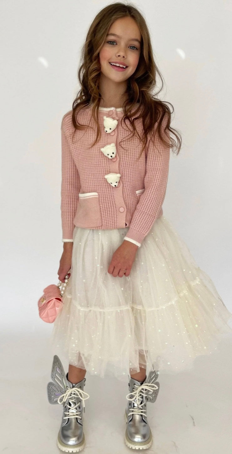 PINK BEAR KNIT CARDIGAN