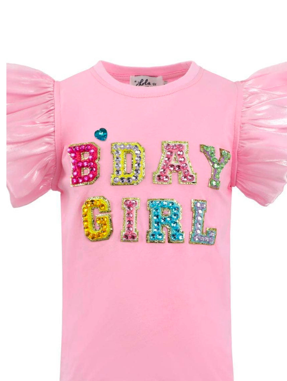 PINK BIRTHDAY GIRL GEM RUFFLE T-SHIRT