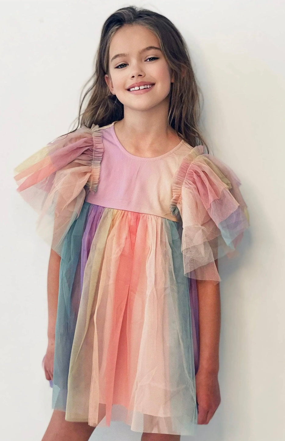 SUNSET RAINBOW TULLE DRESS