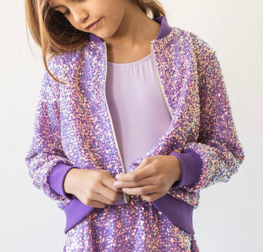 PURPLE SEQUIN JACKET - Mila & Rose