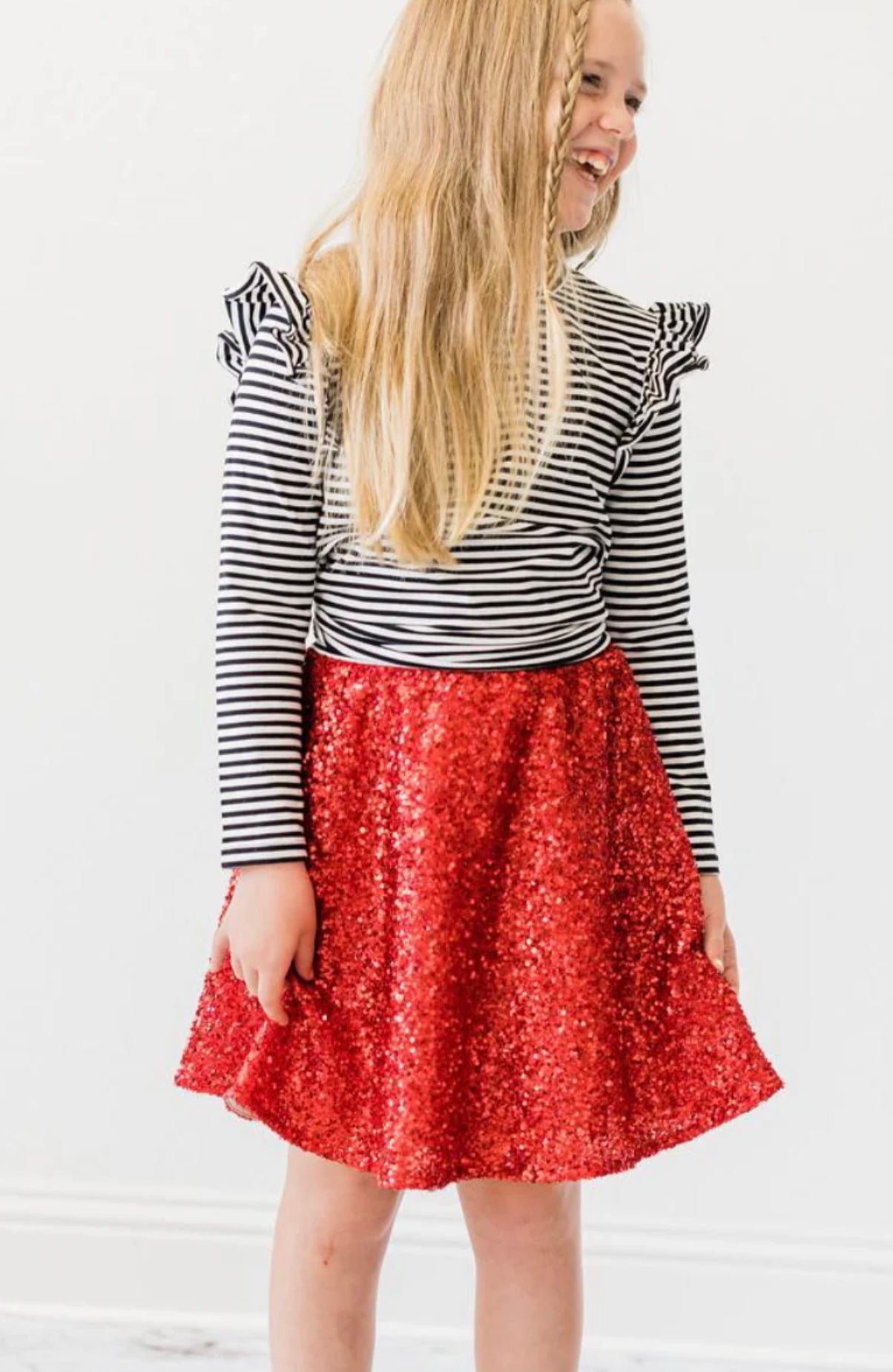 Red Sequin Twirl Skirt - Mila & Rose