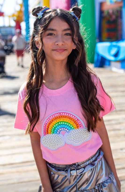 PINK RAINBOW PEARL PATCH T-SHIRT